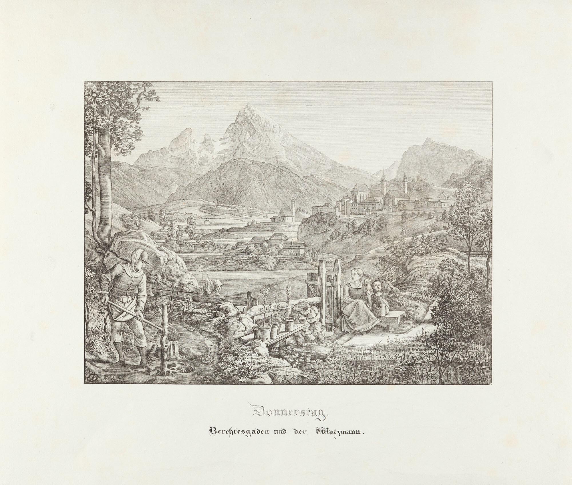Ferdinand von Olivier - Donnerstag. Berchtesgaden und der Watzmann.