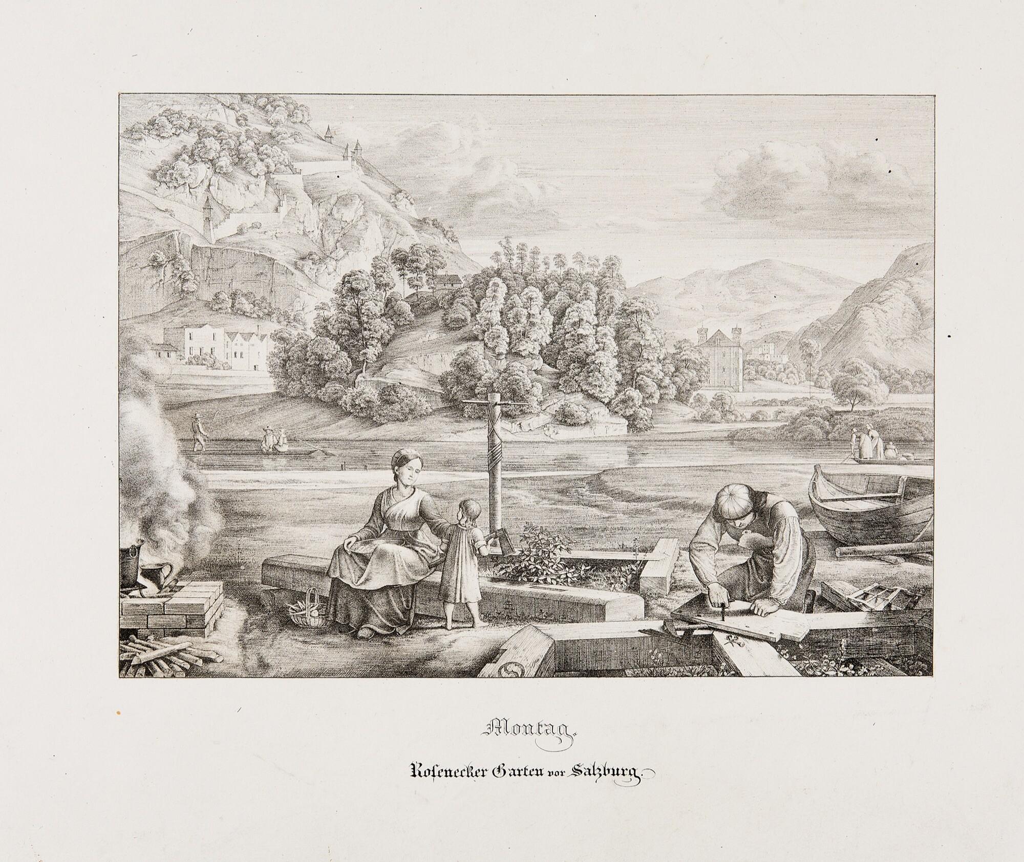 Ferdinand von Olivier - „Montag. Roseneckergarten vor Salzburg.“