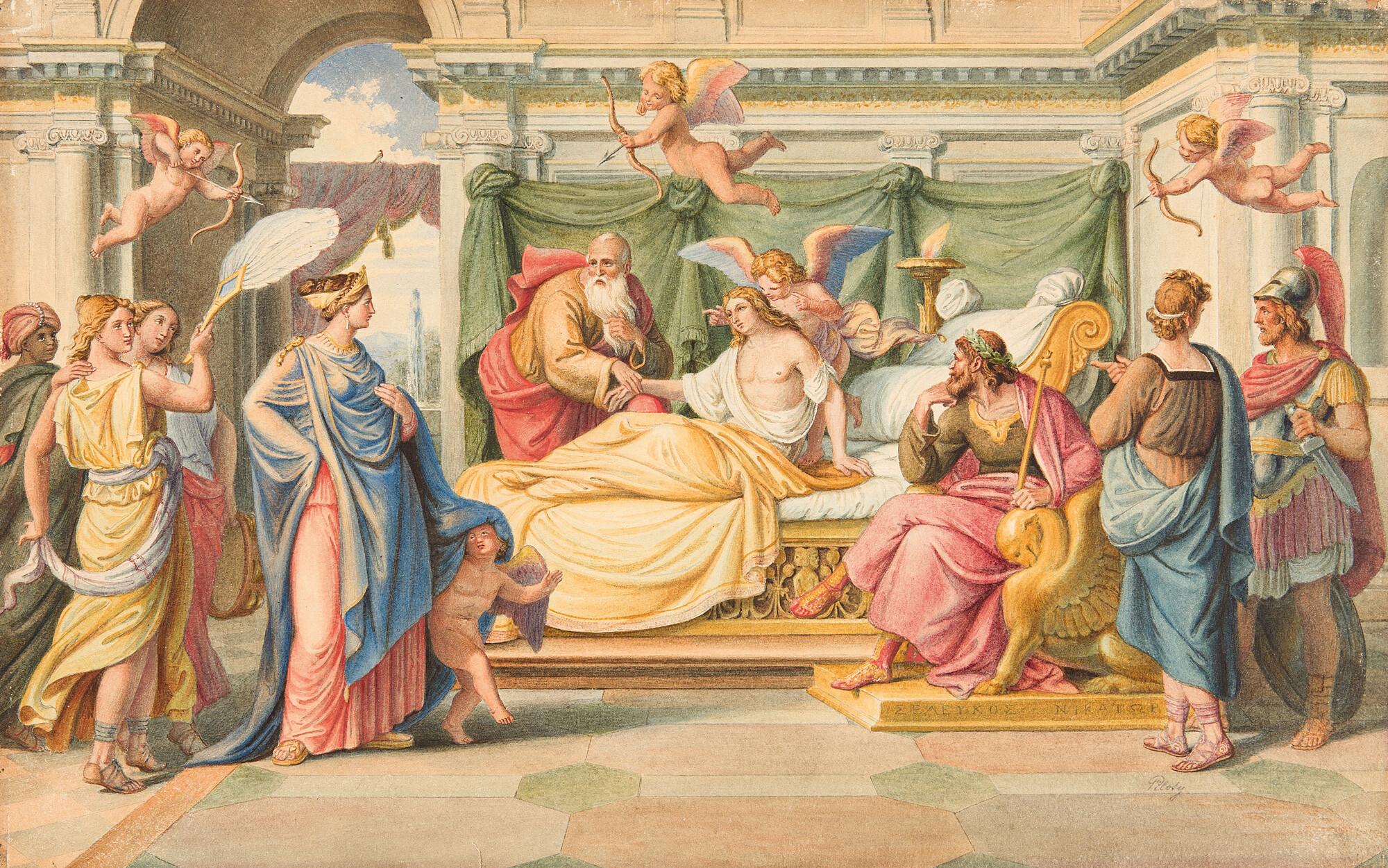 Ferdinand von Piloty - Der kranke Antiochos und Stratonike.