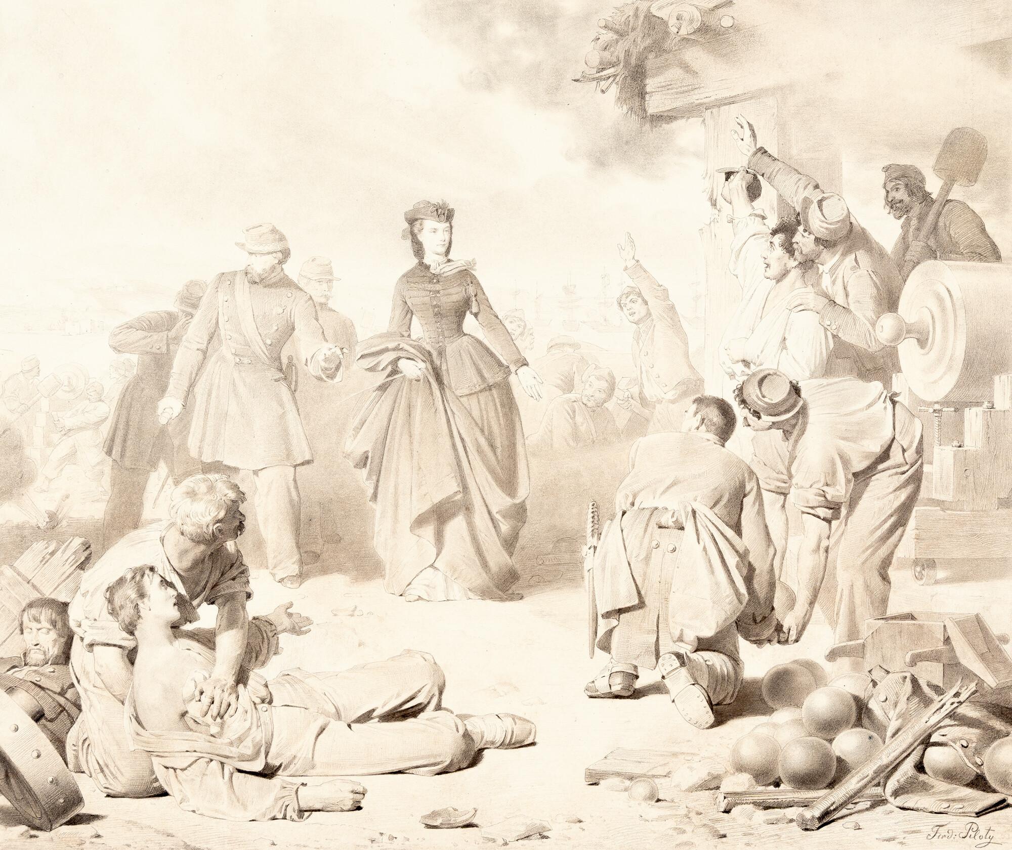 Ferdinand von Piloty - Königin Marie von Neapel in Gaëta