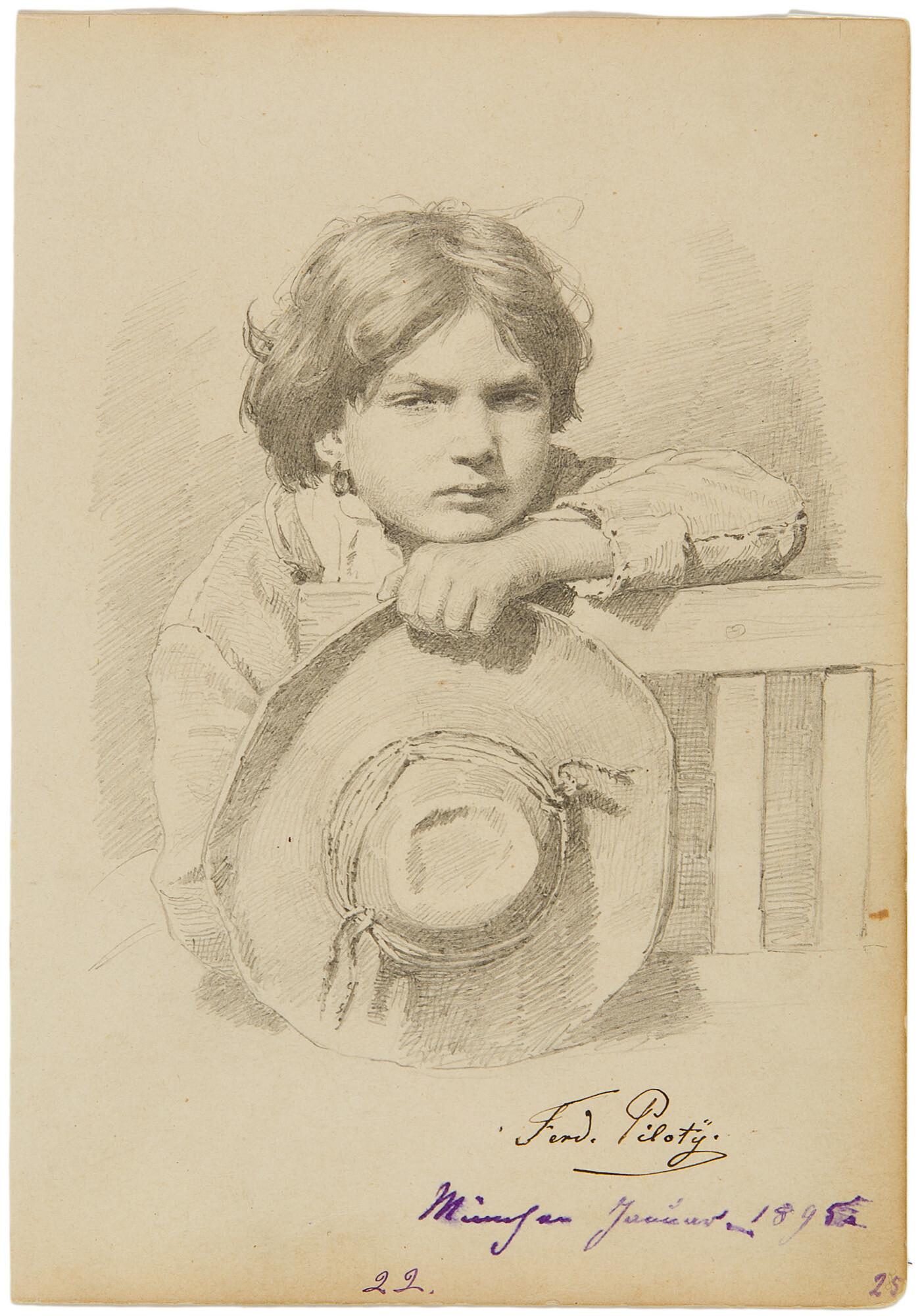 Ferdinand von Piloty - Römischer Knabe mit Hut.