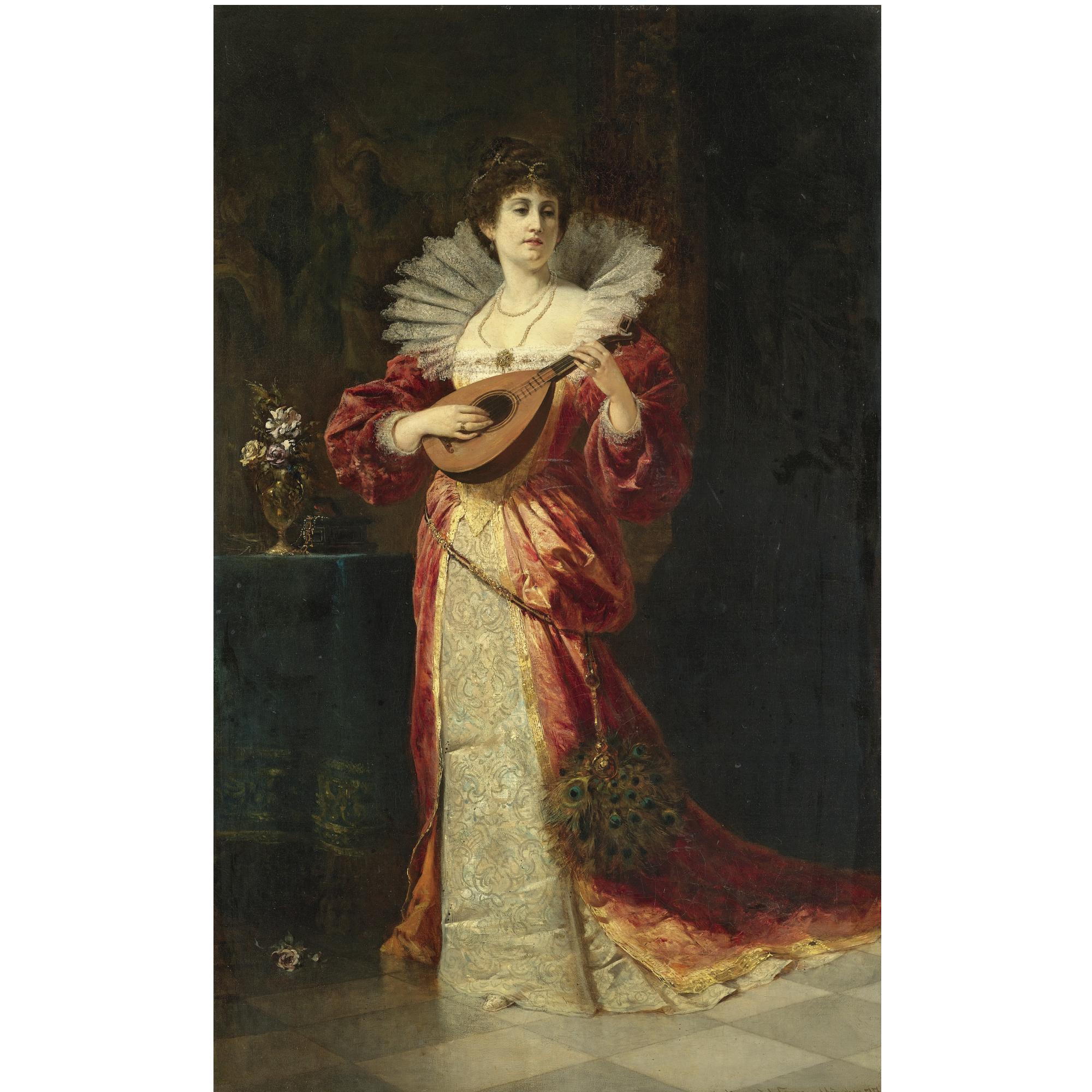 Ferdinand Wagner Jnr. - German Dame Mit Laute (Lady With Lute)