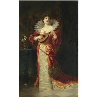 Ferdinand Wagner Jnr. - German Dame Mit Laute (Lady With Lute)
