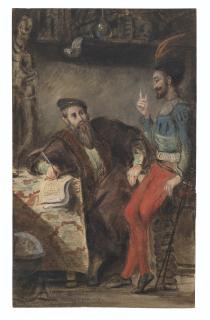 Ferdinandn-Victor -Eugène Delacroix - Méphistophélès apparaissant à Faust