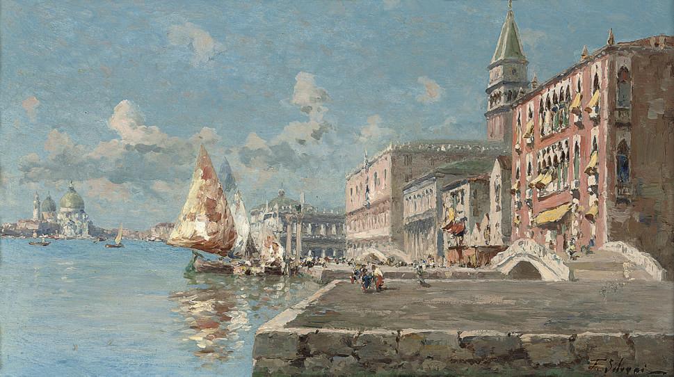 Ferdinando Silvani - Fishing vessels moored at the Molo, Venice
