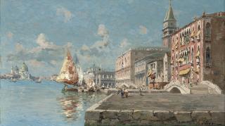Ferdinando Silvani - Fishing vessels moored at the Molo, Venice