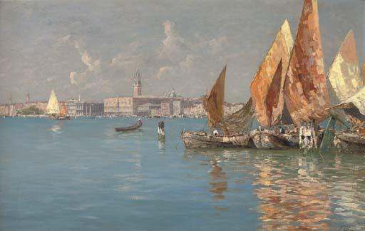 Ferdinando Silvani - Fishing vessels moored before Venice