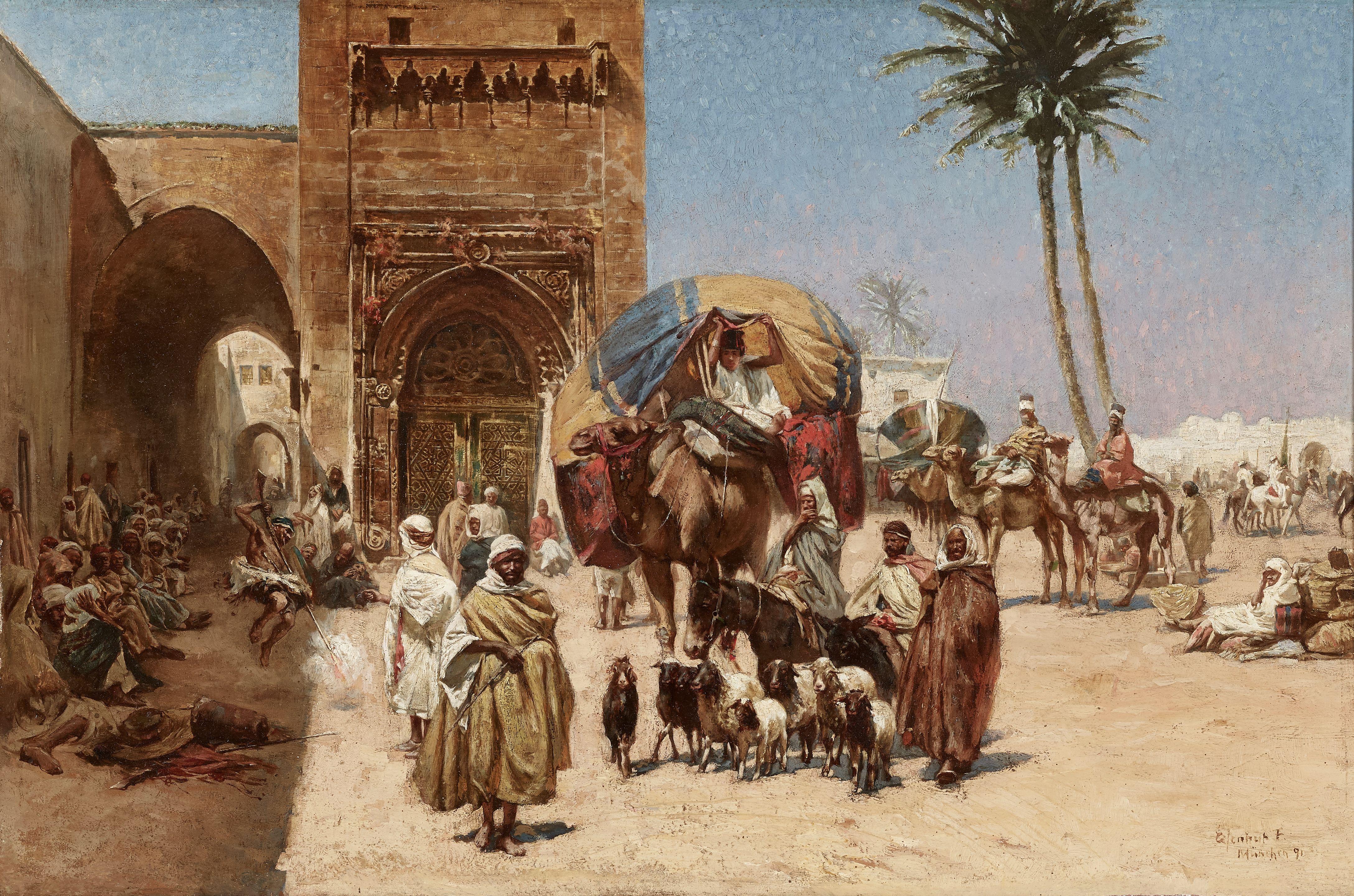Ferencz Franz Eisenhut - A caravan outside of a mosque