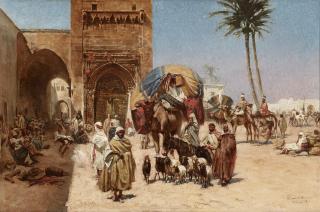 Ferencz Franz Eisenhut - A caravan outside of a mosque