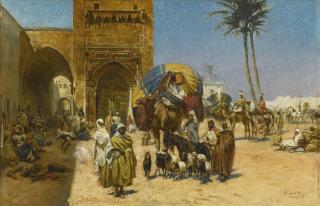 Ferencz-Franz Eisenhut - Hungarian a Caravan Outside Of A Mosque 