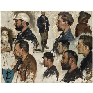 Fernand Cormon - French Study Of Male Heads