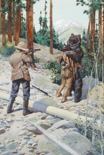 Fernand Harvey Lungren - The Bear Hug (A Tense Moment in the Mountains)