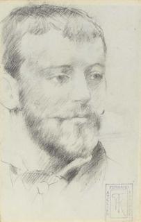 Fernand Khnopff - Head of a bearded man turning to the right (recto); Head of a man looking down, seen from behind in three-quarter profile (verso)