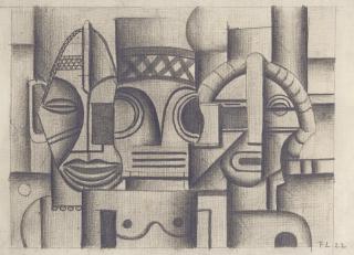 Fernand Léger - Les Trois Masques: Afrique, Océanie Et Amérique (Projet De Rideau De Scène Pour \