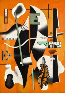 Fernand Léger - Nature Morte À La Pipe Sur Fond Orange