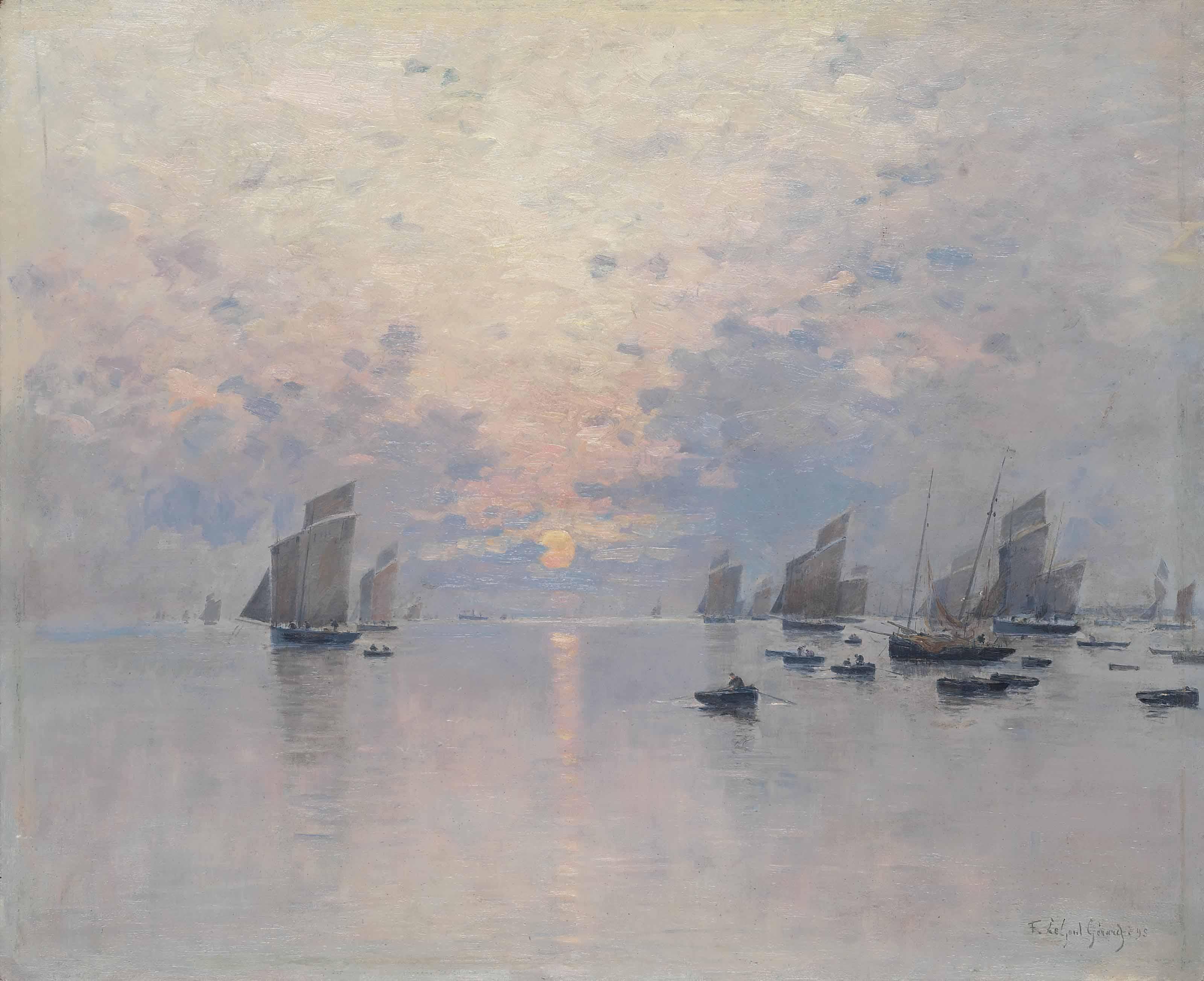 Fernand Marie Eugène Legout-Gérard - Boats At Dusk, Possibly Concarneau