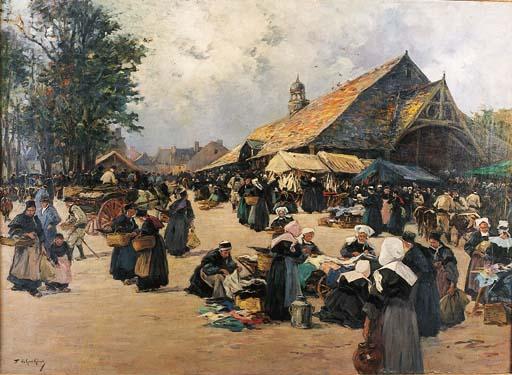 Fernand-Marie-Eugène Legoût-Gérard - Breton Figures in a Landscape