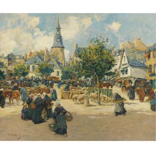 Fernand Marie Eugène Legout-Gérard - French Market Day In Brittany