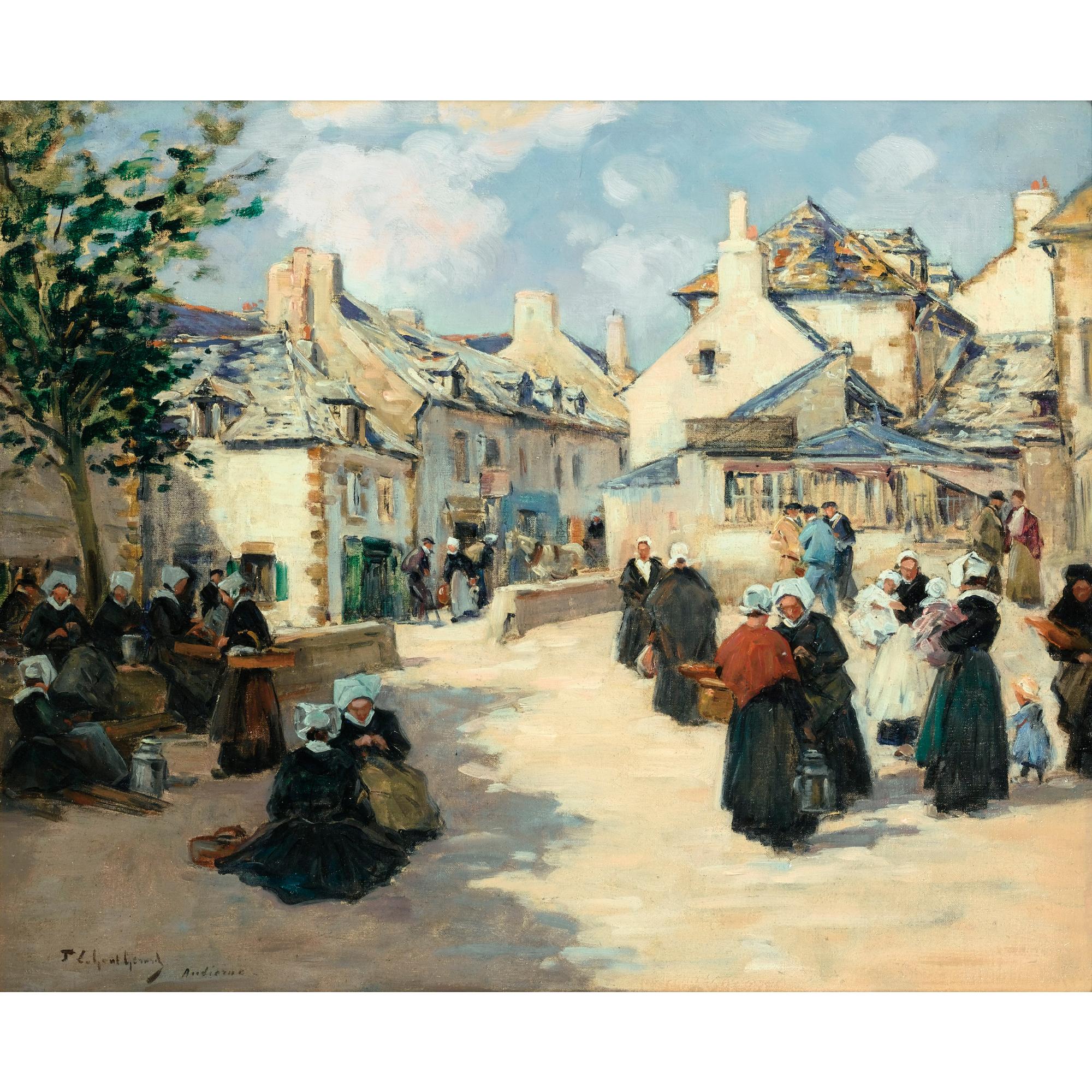 Fernand-Marie-Eugène Legout-Gérard - Le Port De Concarneau; Jour De Marché À Audierne (Bretagne)