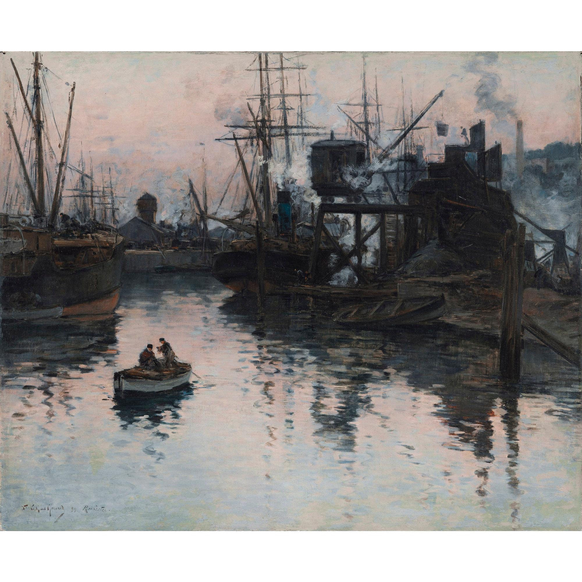 Fernand-Marie-Eugène Legout-Gérard - Le Port De Rochester Au Soleil Couchant