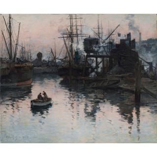 Fernand-Marie-Eugène Legout-Gérard - Le Port De Rochester Au Soleil Couchant