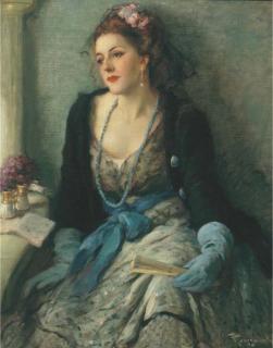 Fernand Toussaint - Femme Élégante À L\'Opéra
