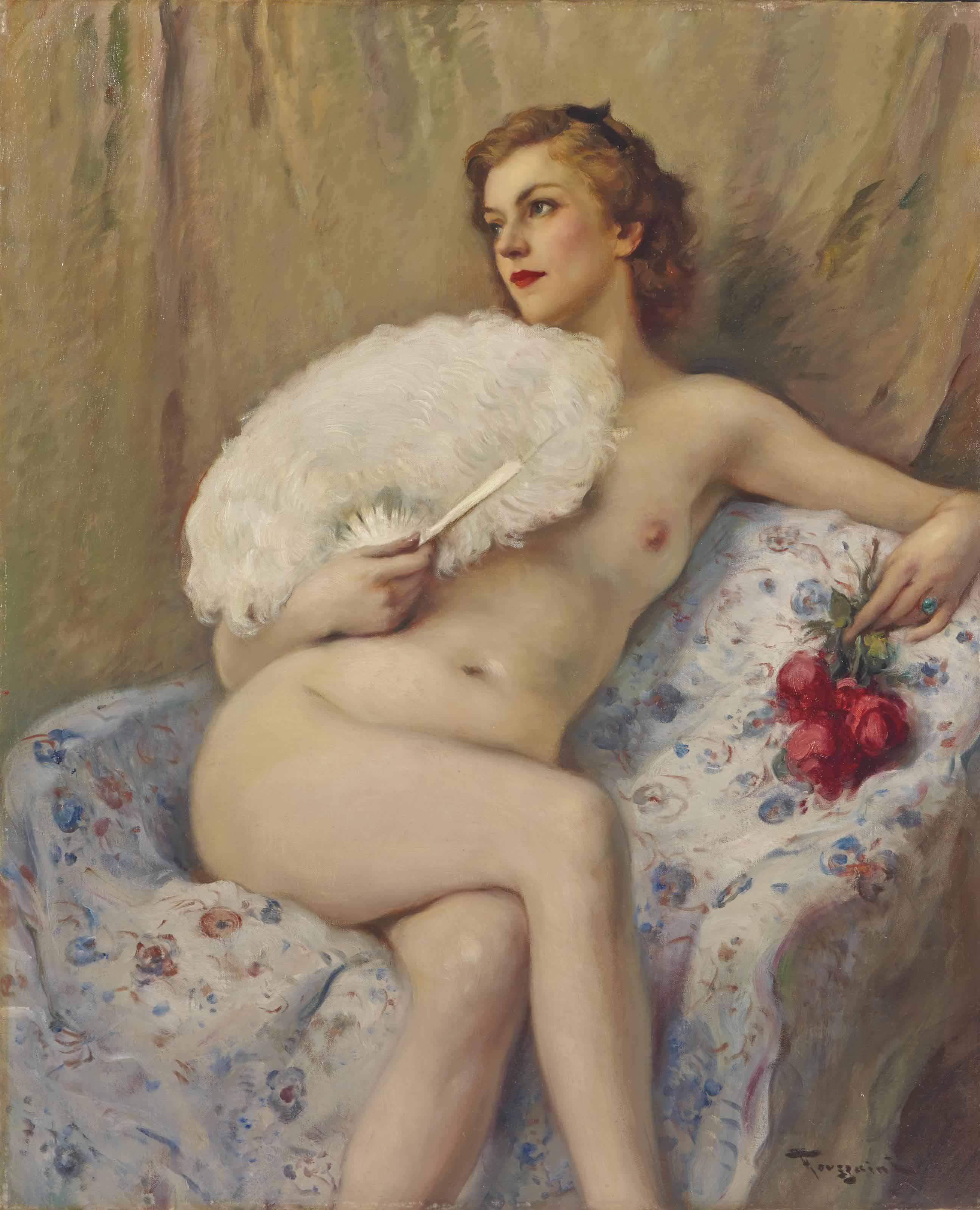 Fernand Toussaint - Nue à l\'éventail