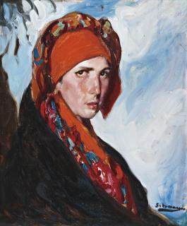 Fernando Alvarez De Sotomayor - Spanish woman With A Red Scarf