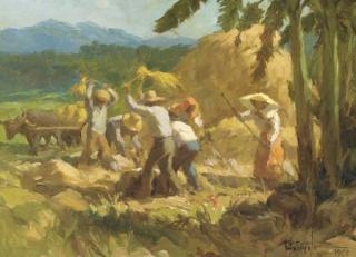 Fernando Amorsolo - Figures Harvesting