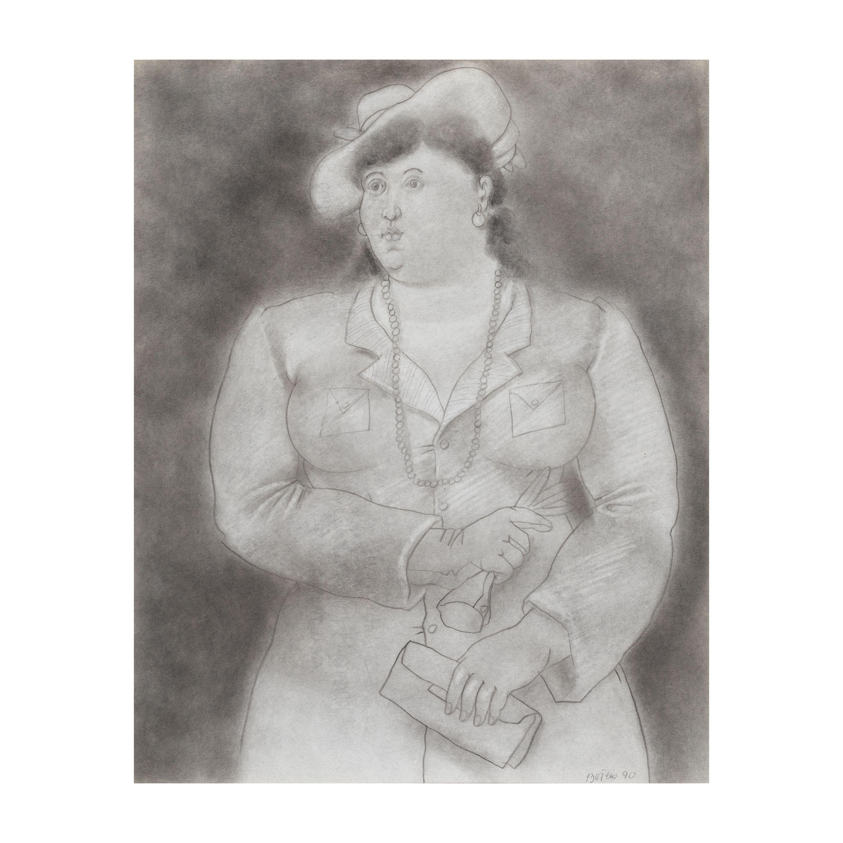 Fernando Botero - Femme au chapeau, gants et sac