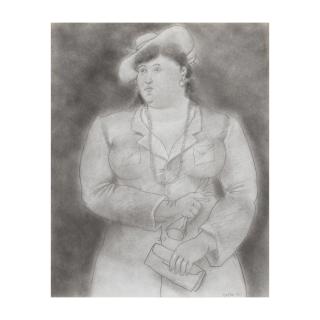 Fernando Botero - Femme au chapeau, gants et sac