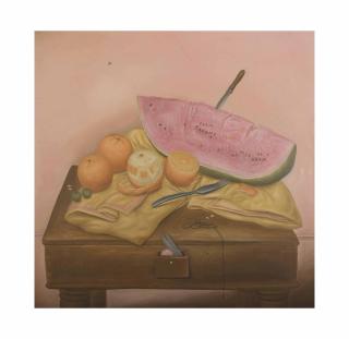 Fernando Botero - Naturaleza muerta con sandía y naranjas