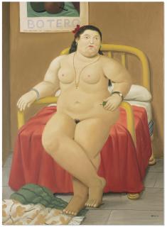 Fernando Botero - Standing Woman in a Bedroom