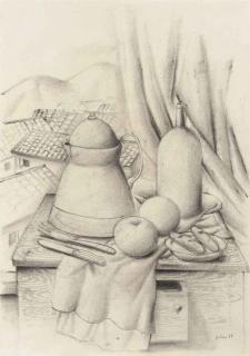 Fernando Botero - Still life with mountain view