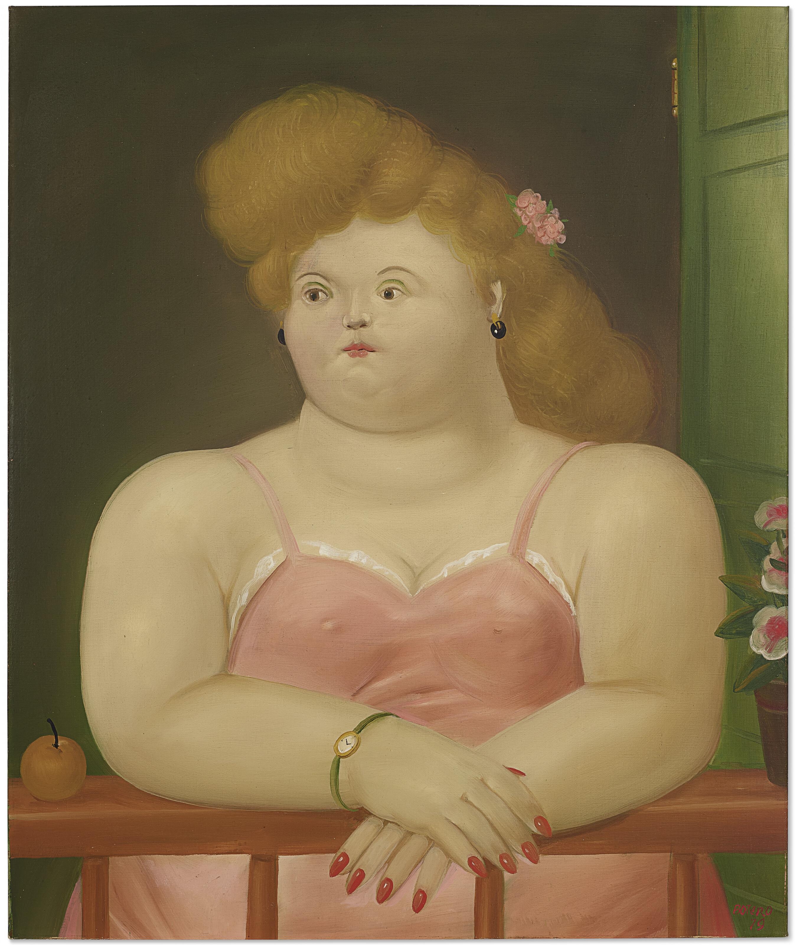 Fernando Botero - Woman on a Balcony