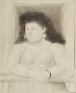 Fernando Botero - Woman On A Balcony 