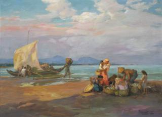 Fernando Cueto Amorsolo - By The Beach
