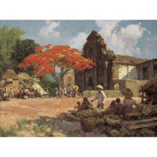 Fernando Cueto Amorsolo - Church Courtyard