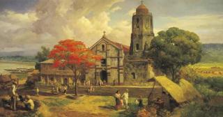 Fernando Cueto Amorsolo - In The Year 1900: A Sunday In Baras\' Church, Rizal Province, Philippines, After 8 A.M. Mass