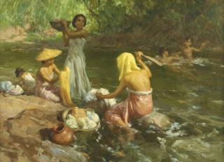 Fernando Cueto Amorsolo - Lavanderas (Women Bathers)