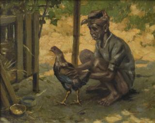 Fernando Cueto Amorsolo - Man With A Rooster