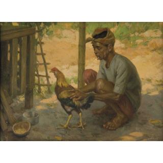Fernando Cueto Amorsolo - Man With Cockerel