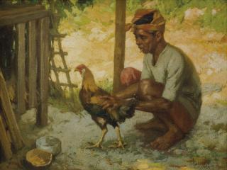 Fernando Cueto Amorsolo - Man With Cockerel
