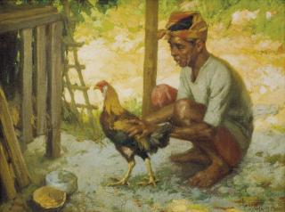 Fernando Cueto Amorsolo - Man With Cockerel