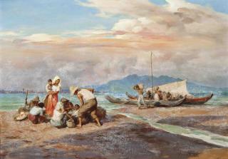 Fernando Cueto Amorsolo - Unloading the days catch