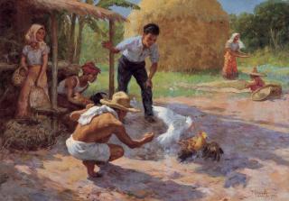 Fernando Cueto Amorsolo - Village cockfight