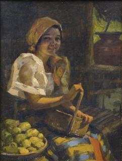 Fernando Cueto Amorsolo - Woman With Basket And Fruits