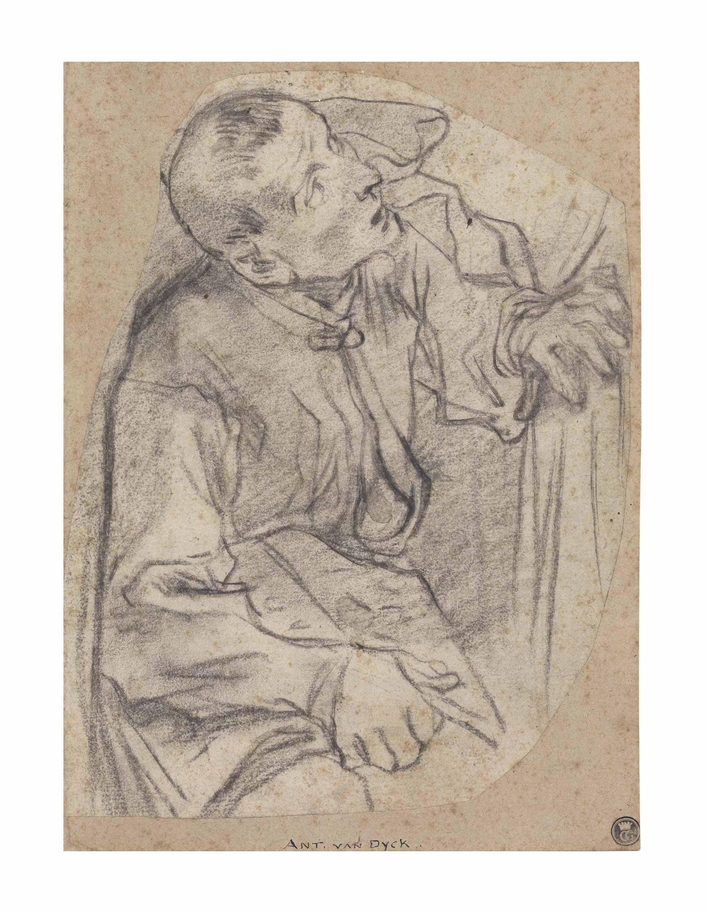 Ferraù Fenzoni - A seated boy holding a book and looking upwards