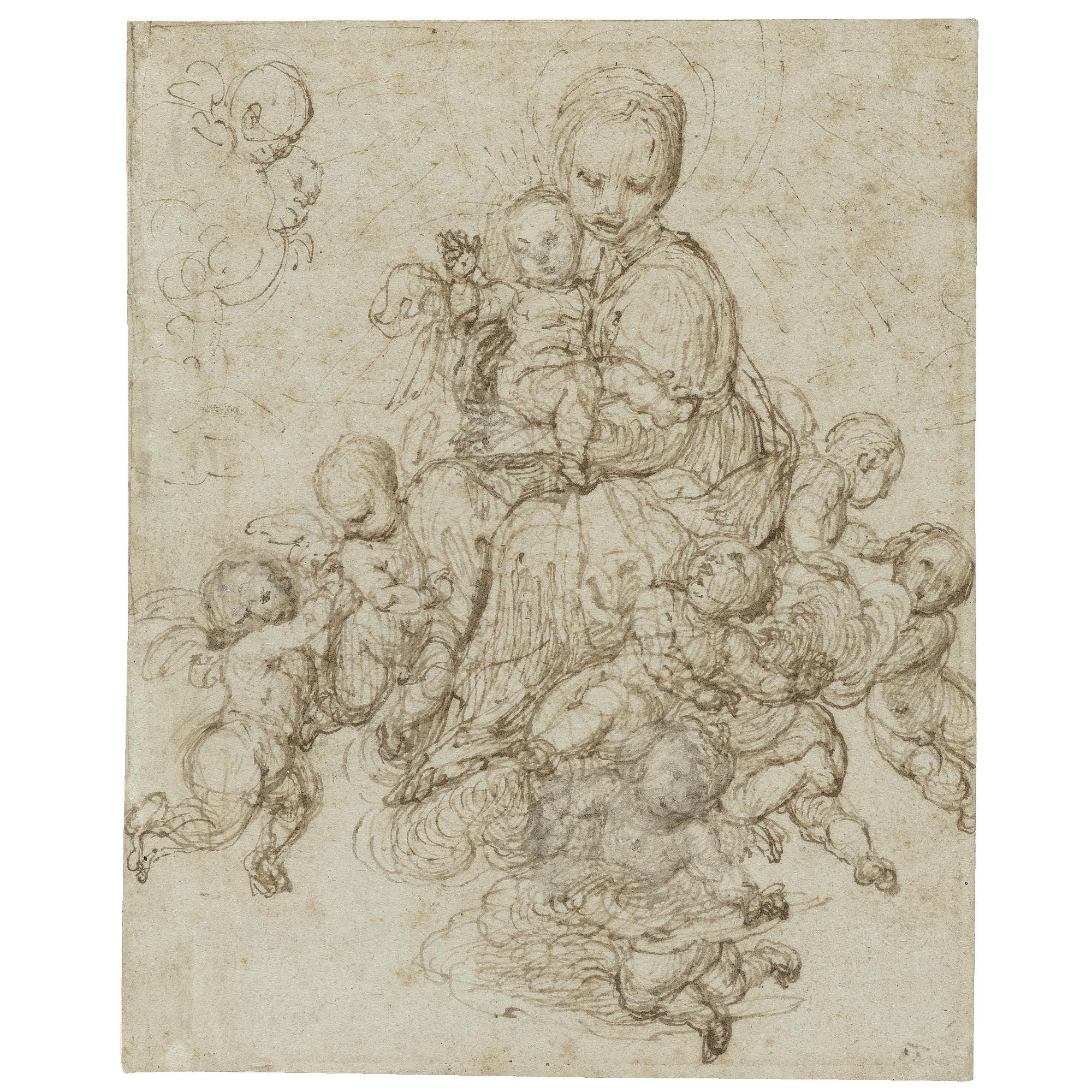 Ferraù Fenzoni - The Madonna And Child Borne Aloft By Putti