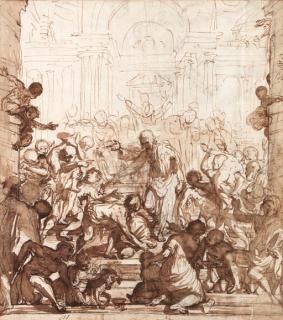 Ferraù Fenzoni - The Pool of Bethesda (recto); A subsidiary study of the lower right group and of the figure of Christ (verso)